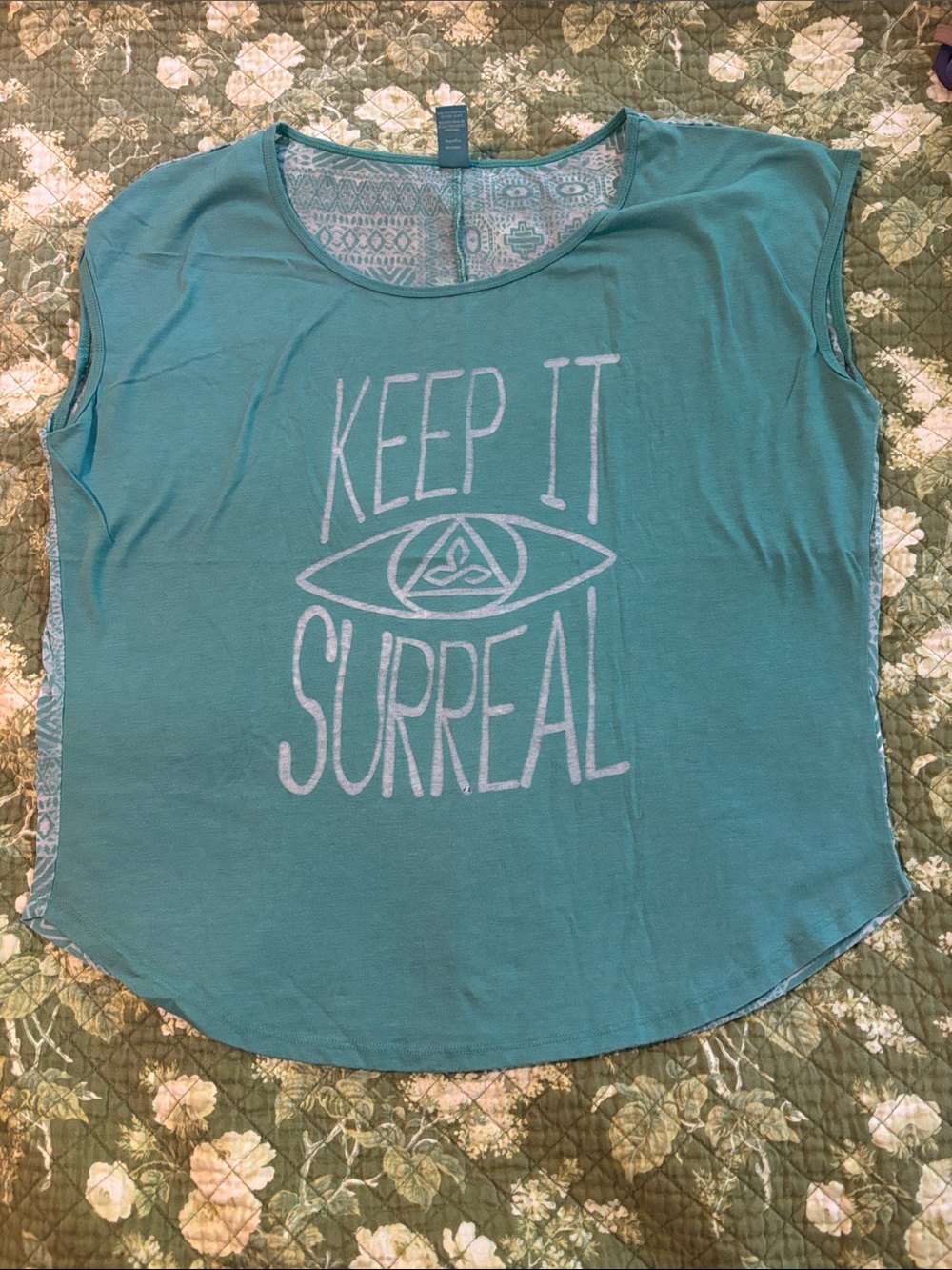 Prana Keep It Surreal seafoam burnout Graphic Women’s Top